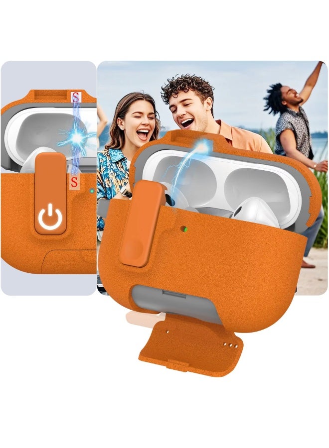 أكاليكس جراب حماية متين وصلب مزود بقفل أمان لسماعات AirPods Pro 3 من الجيل الثالث من Apple - برتقالي - Image 2